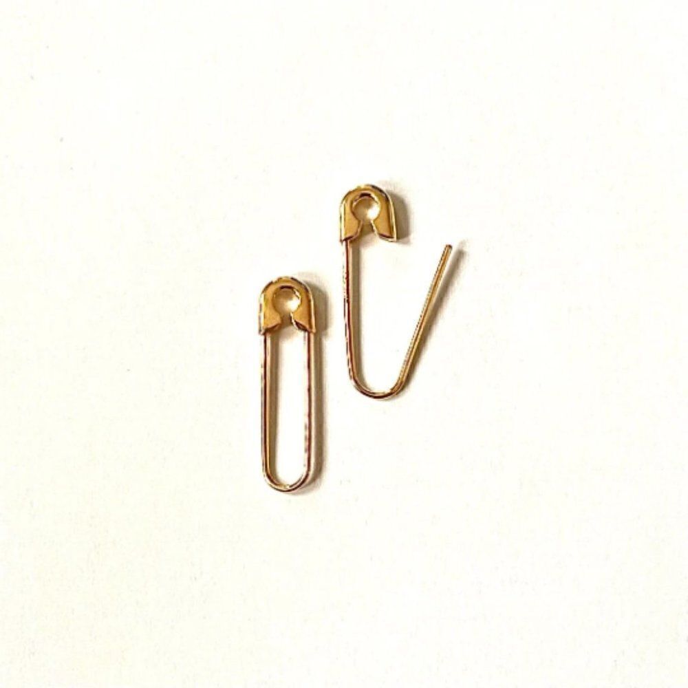 14k Real Gold Safety Pin earrings | Solid Gold Safety Pin Earrings |